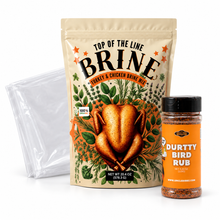 Load image into Gallery viewer, Holiday Turkey Brine Kit with Top of the Line Brine, Durtty Bird Rub, and brine liner
